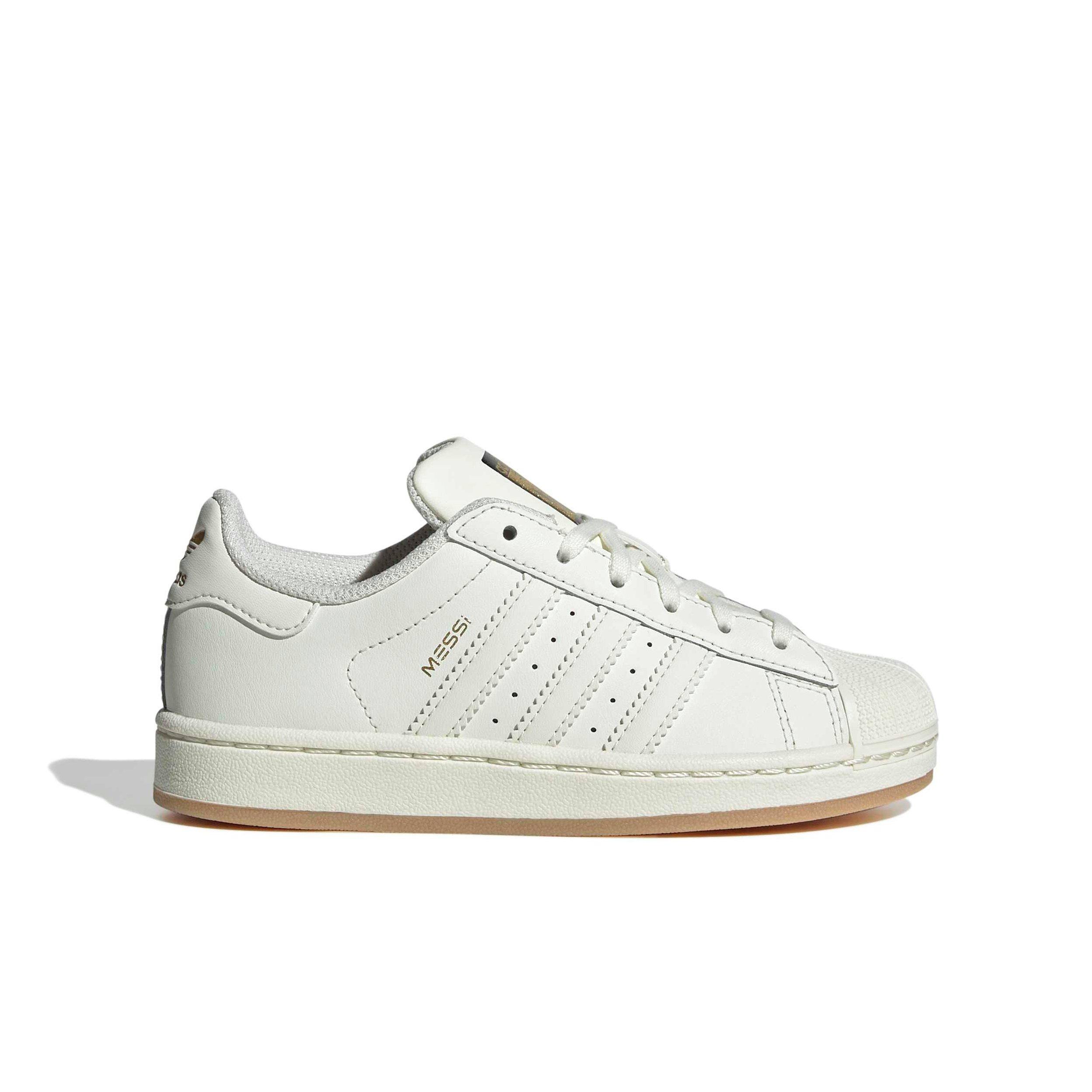 adidas Originals Superstar Messi "Ivory/Ivory/Gold Metallic" Preschool Boys' Shoe - IVORY/IVORY/GOLD
